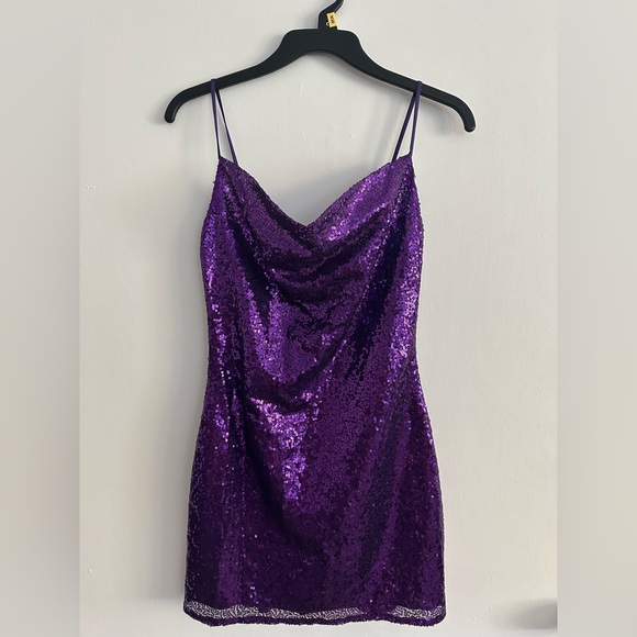 Lucy in the Sky Purple Sequin Mini Dress - Picture 1 of 4